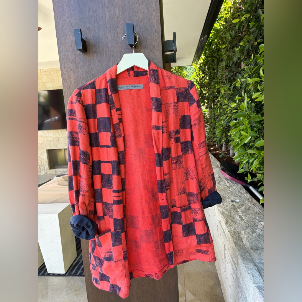 Raquel Allegra Red And Black Checkered Blazer